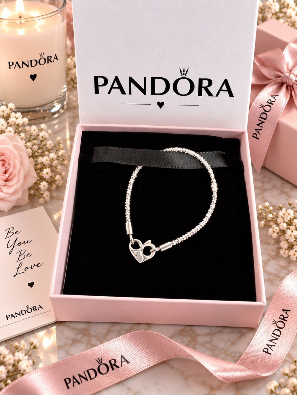 Pandora Silver Heart Clasp Bracelet - Sterling Silver